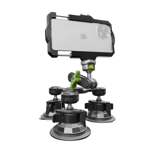 Triple Suction Cup Phone Holder with Universal Mobile Phone Cage, UBA-T3C